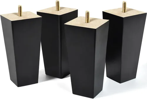 Vista 7 de Juego de 6 patas para muebles de 6 pulgadas, color negro, patas otomanas de repuesto para sofá seccional, cómoda, reclinable, mesita de noche
