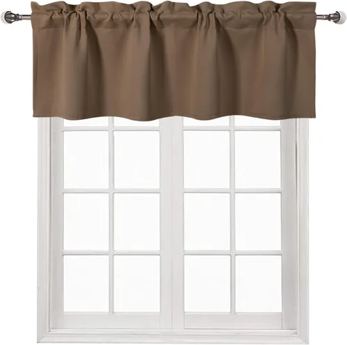 Vista 49 de DWCN Cenefa para ventana de cocina, con bolsillo para barra, para ventana, sala de estar/sótano, 36 x 16 pulgadas de largo, 1 panel, beige
