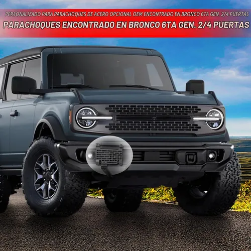 Vista 3 de 2021-2024 Bronco Portamatrículas, Montaje de Marco Frontal para Parachoques de Acero Capaz - Compatible con Accesorios Bronco 2024-2021 6ª