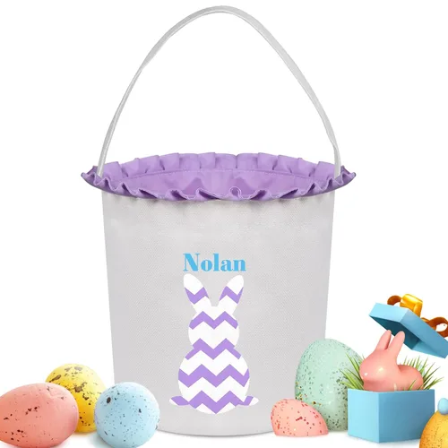 Vista 22 de Cestas de Pascua personalizadas para niños y niñas, cestas de conejo de Pascua personalizadas para niños, cesta de caza de huevos de Pascua, regalos