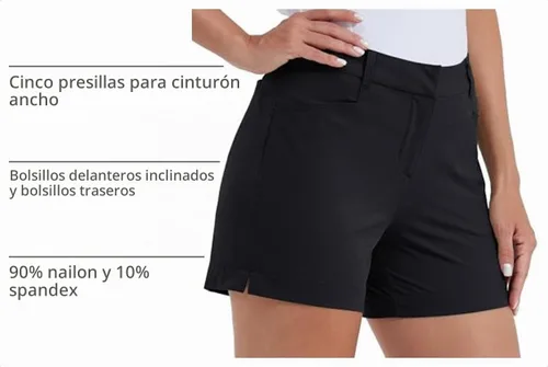 Vista 4 de Willit Pantalones cortos de golf de 4.5 pulgadas para mujer, de secado rápido, casuales, con bolsillos, resistentes al agua Negro