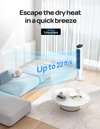 Vista 4 de Dreo Enfriador de aire evaporativo, ventiladores de enfriamiento de 40 pulgadas que soplan aire frío, actualización 2023 con ventiladores oscilantes