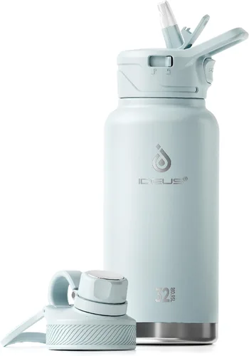 Vista 35 de IDEUS Botella de agua aislada de 12 onzas, botella de agua aislada de acero inoxidable para la escuela, botellas aisladas con pajitas a prueba