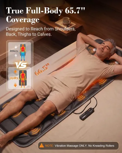 Vista 4 de Full Body Massage Mat with Heat, 2026 Upgraded 66.5" Massage Pad Gray