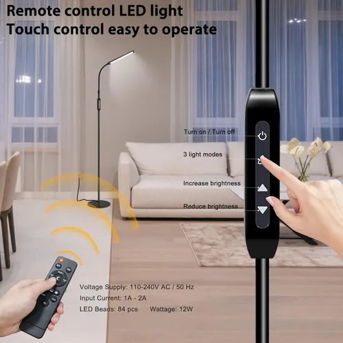 Vista 4 de EBEST Lámpara de pie LED para extensiones de pestañas, lámparas de pie para oficina, lámpara de pestañas de tatuaje, lámpara de lectura para Negro