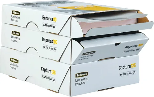 Vista 4 de Fellowes Bolsas de laminación A4, brillo, 160 micras (2 x 80 micrones), paquete de 250