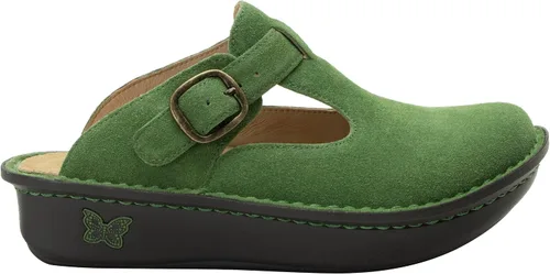 Vista 2 de Alegria by PG Lite Alegria - Zuecos clásicos de cuero para mujer, 15 años de aniversario, color verde oliva, talla 7-7.5 de ancho de EE.UU, Verde