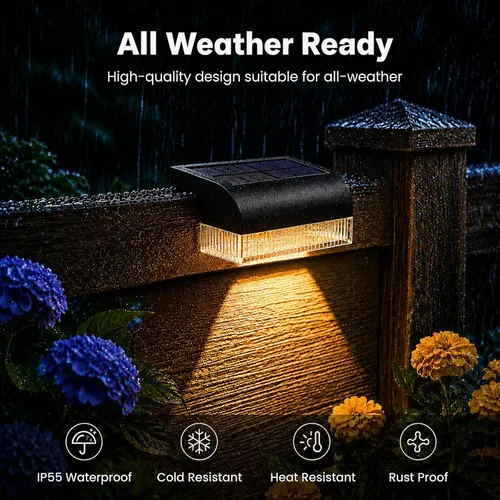 Vista 5 de 16PK Luces solares para valla al aire libre, impermeables, luces de paso
