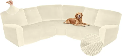 Vista 695 de Arfntevss Fundas de sofá seccional reclinable de terciopelo, Funda de sofá seccional de esquina para sofá reclinable, Funda elástica suave