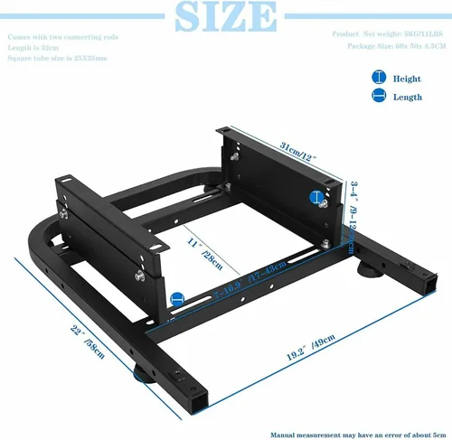 Vista 5 de Marada Soporte de asiento trasero de carreras, soporte de medio asiento trasero para soportes de volante a cabina de simulador de carreras, soporte