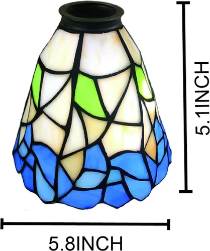 Vista 3 de HUIMEIJU Tonos de cristal Tiffany, tonos azules y blancos, pantallas de abanico de vidrieras, lámparas de pared, pantallas de repuesto de pantalla