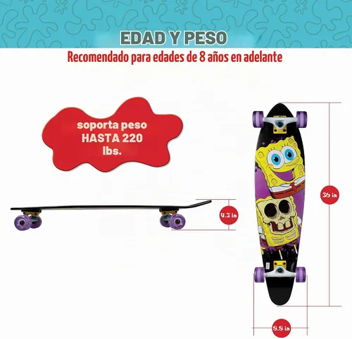 Vista 3 de Kryptonics Spongebob 36" Longboard - Patineta completa