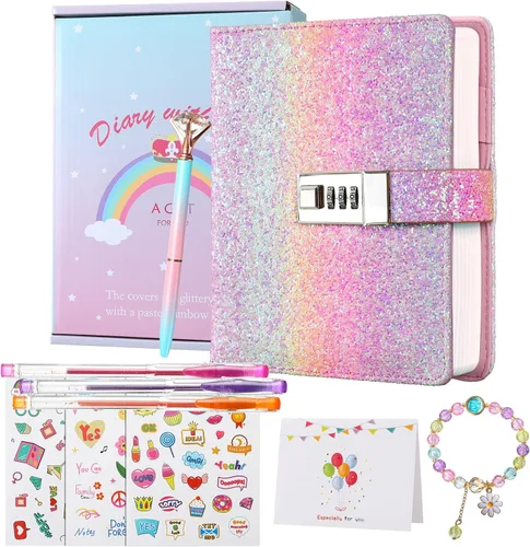 Vista 8 de Diario con candado para niñas, diarios con contraseña bloqueada para adolescentes, regalos de diario secreto para niñas de 9, 10, 11, 12 años, juego