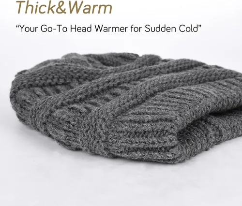 Vista 18 de FURTALK Gorro de invierno para mujer, con forro de satén, tejido trenzado, grueso, holgado, gorro cálido