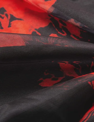 Vista 4 de BAIKEA Blusas de manga corta para mujer, estilo túnica de verano elegante, camisa de malla con estampado floral
