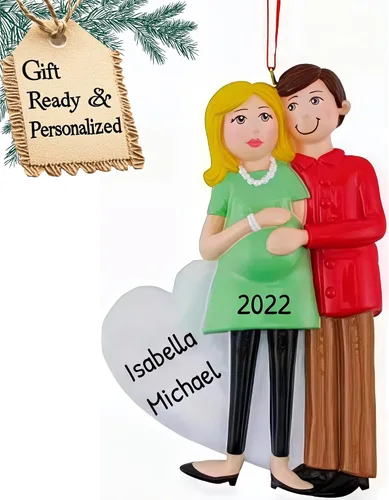 Vista 10 de Adorno personalizado para bebé 2025 – Regalos de embarazo personalizados para futura mamá, adorno de Navidad embarazada 2025, regalos para nuevas