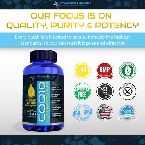 Vista 4 de CoQ10, coenzima Q10, mayor absorción con aceite de oliva orgánico, 100 mg, 60 cápsulas blandas, ubiquinona, ubiquinol, apoya la salud del corazón