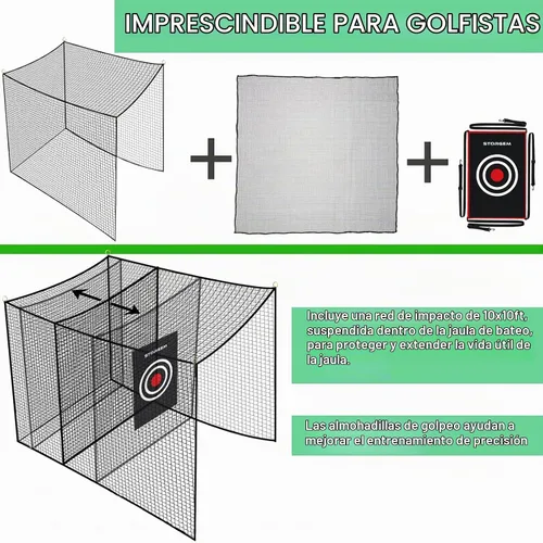 Vista 2 de Storgem Golf Batting Cage Net with Extra Striking Net, Frame NOT Included
