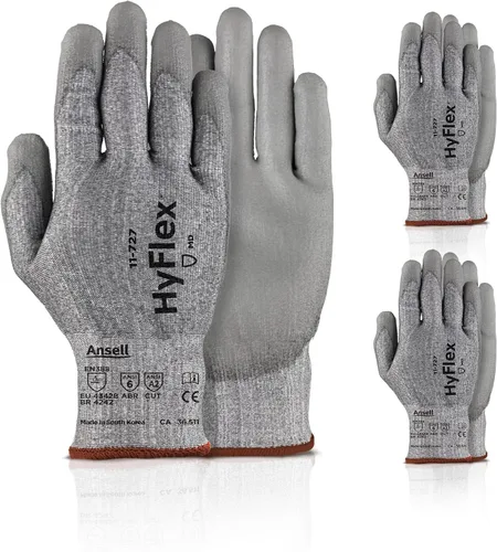 Vista 6 de Ansell HyFlex 11-727 Ultralight Cut-Resistant Industrial Gloves w/Reinforced Palm for Machinery, Auto, Warehousing Grey
