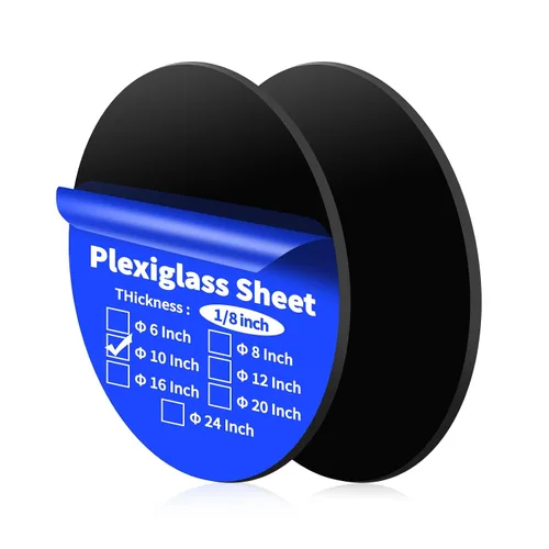 Vista 11 de Art3d 2 hojas acrílicas redondas de 1/8 pulgadas en negro, hojas circulares acrílicas de 6 pulgadas de diámetro, disco de plexiglás redondo, panel