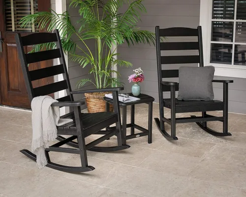 Vista 2 de POLYWOOD® Juego de mecedoras Shaker, color negro