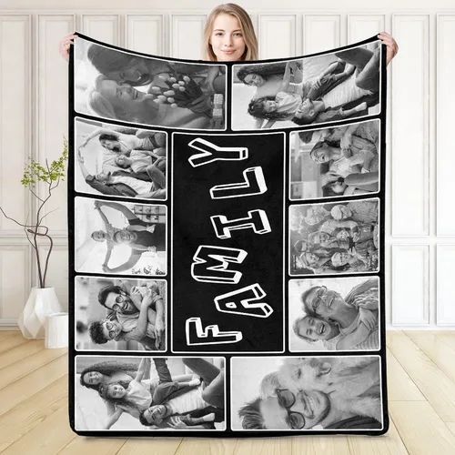 Vista 29 de D-Story Manta personalizada con fotos, manta de fotos personalizada con cualquier texto, manta de forro polar personalizada para cama, sofá