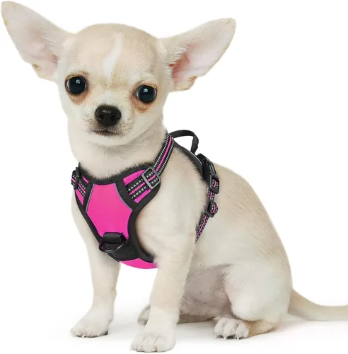 Vista 54 de Eagloo Arnés para perro pequeño, sin tirones, chaleco de servicio con tiras reflectantes y asa de control, ajustable y cómodo para caminar, arnés