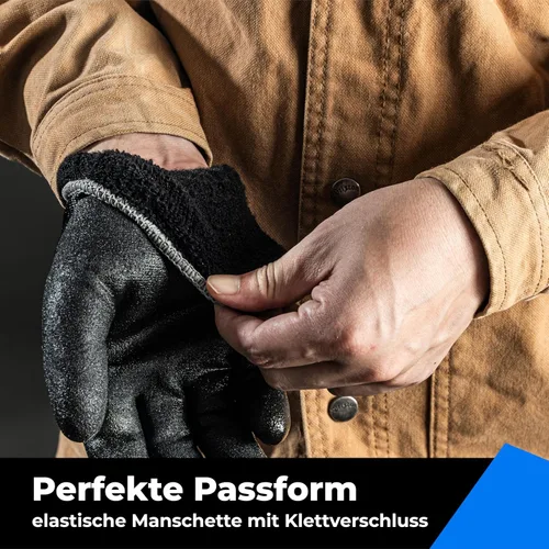 Vista 5 de Guantes impermeables para hombres y mujeres, guantes para congelador con agarre, doble recubrimiento de nitrilo para repelente extremo al aceite
