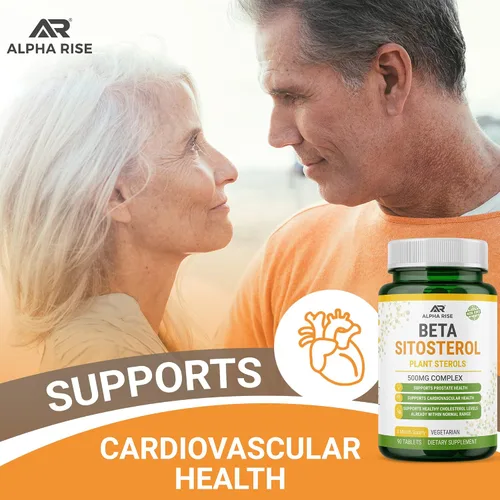 Vista 5 de Beta Sitosterol - Tabletas de 500 mg - Sin OGM - Apoya los niveles de colesterol saludable y próstata - Complejo de fitoesteroles - Esteroles