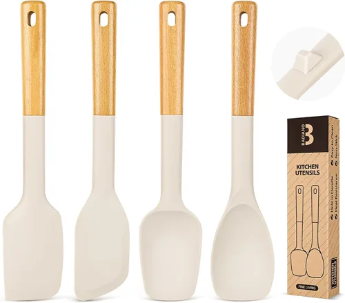 Vista 10 de Badiano Juego de cucharas de espátula de silicona para utensilios de cocina Negro