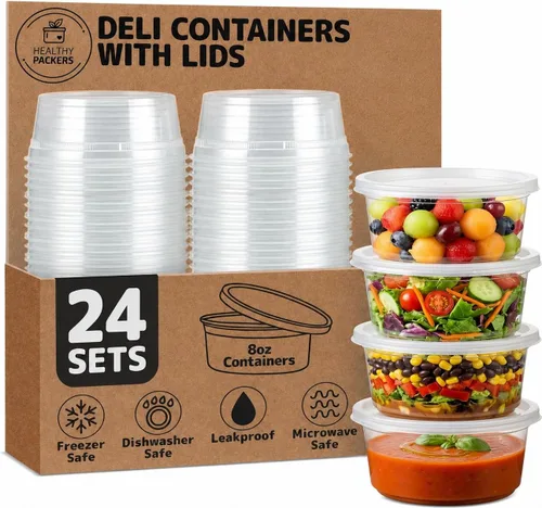 Vista 10 de Healthy Packers Contenedores de almacenamiento de alimentos con tapas herméticas, tarros de plástico transparente para almacenamiento de alimentos