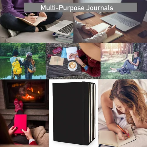 Vista 6 de Simply Genius Cuadernos A5, negro, paquete de 4, tapa dura, cuadrícula punteada para el trabajo y la escuela