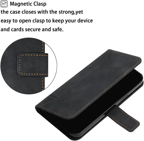 Vista 4 de Funda tipo cartera para Redmi Note 11 Pro, Redmi Note 11 Pro con tarjetero de cuero con función atril de protección completa magnética compatible