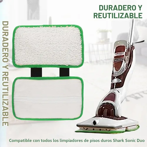 Vista 4 de Almohadillas de repuesto compatibles con limpiador de pisos de madera dura Shark Sonic Duo (paquete de 3)