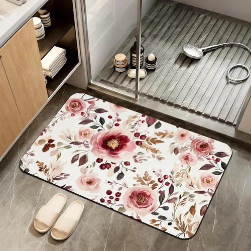 Vista 13 de Tapete de baño antideslizante, decoración de baño con purpurina bendita, tapete de baño plateado de diatomeas de secado rápido, absorbente, alfombra