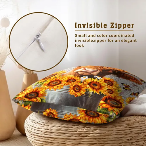 Vista 214 de Giwawa Juego de 2 fundas de almohada decorativas con diseño floral de girasol de 16 x 16 pulgadas, fundas de cojín decorativas para el hogar, sofá