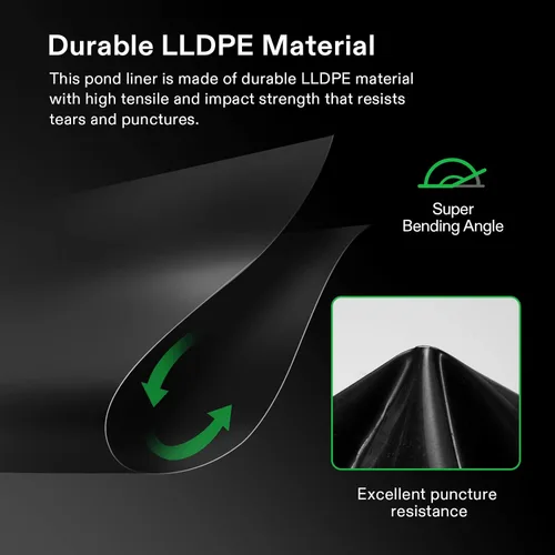 Vista 4 de VIVOSUN Revestimiento para estanques de 7 x 10 pies, revestimiento de estanque LLDPE duradero de 14.5 mil para estanques Koi, acuicultura y jardines