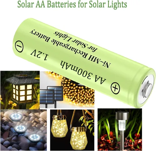Vista 2 de Paquete de 12 baterías recargables Ni-MH de 1.2 V AA 300 mAh para luces solares de camino de paisaje al aire libre