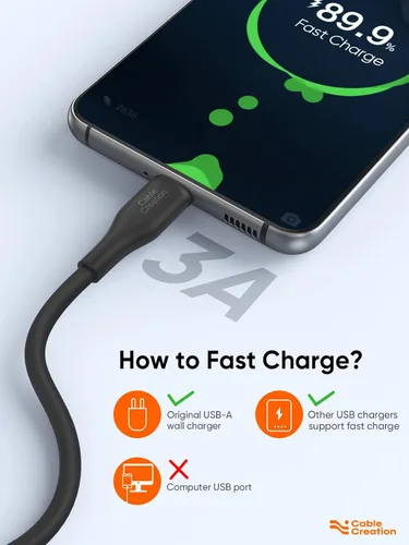 Vista 4 de CableCreation Cable USB C de 6 pies, cable USB A a USB C de silicona, cable de carga USB C 3A de carga rápida para iPhone 15/16/16 Pro Max/Plus