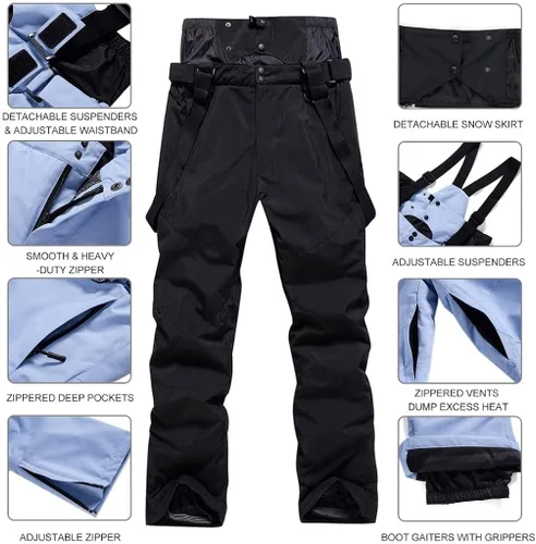 Vista 6 de Chaqueta y pantalones de esquí con estampado colorido para mujer de moda, impermeable, resistente al viento, para snowboard