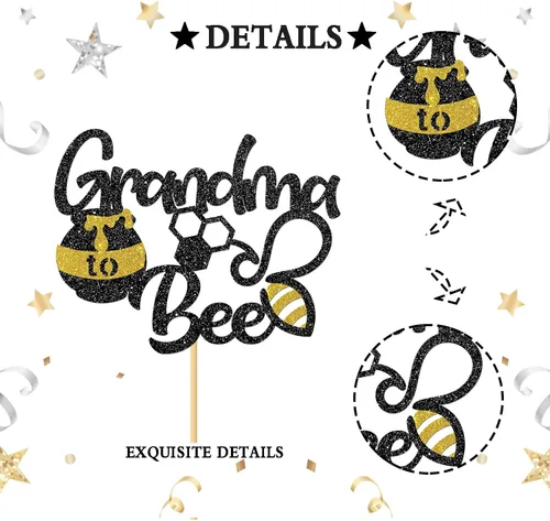 Vista 3 de Decoración para pastel de abuela a abeja, suministros de fiesta de baby shower con temática de abejorros, nueva abuela, suministros de decoración