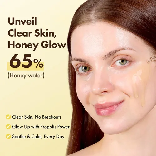 Vista 2 de TOSOWOONG Honey Glow 65% Propolis Serum, Ácido Hialurónico, Ácido Kójico, Niacinamida, Hidratante Facial Calmante para Tono de Piel Irritado