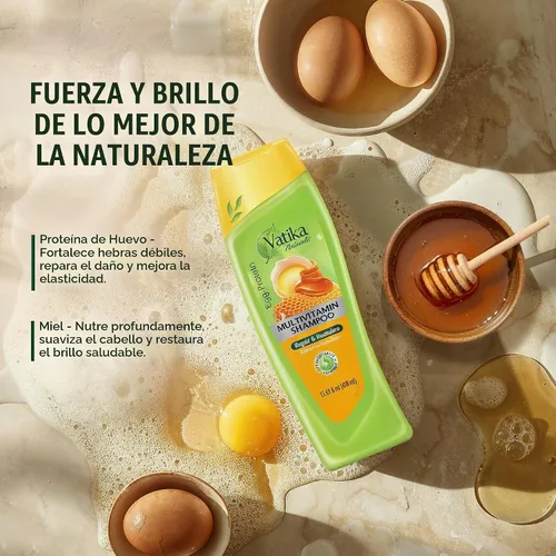 Vista 3 de Dabur Champú Proteína Huevo Vatika 13.5 fl oz