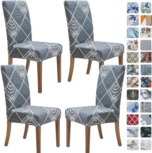 Vista 34 de SPRINGRICO Juego de 4 fundas para sillas de comedor, fundas elásticas para sillas de comedor, de elastano lavables, fundas para sillas Parsons