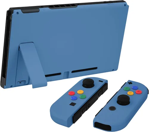 Vista 4 de eXtremeRate Soft Touch Grip Backplate for Nintendo Switch Console, NS Joycon Handheld Controller Housing with Colorful Buttons, DIY Replacement