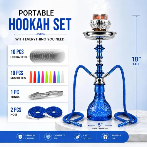 Vista 2 de Mini cachimba de 11" con estuche y accesorios, zafiro azul