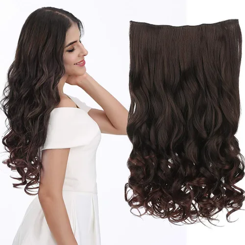 Vista 11 de REECHO Extensiones de cabello rubio, extensiones de una pieza con clip de 20" para mujer, extensiones de cabello sintético suave y natural con ondas