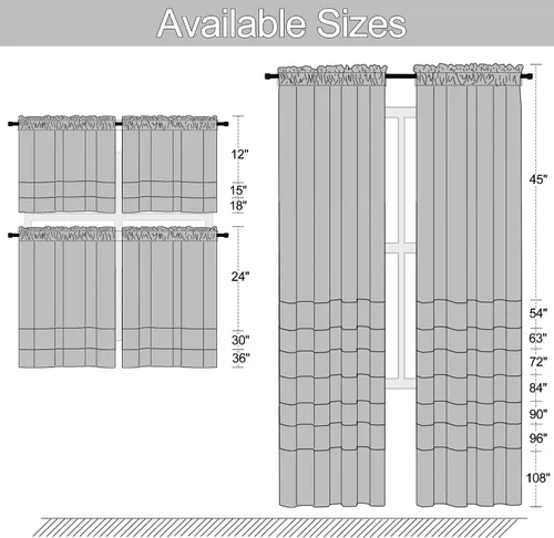 Vista 7 de DONREN Cenefas opacas de ventana de 12 pulgadas de largo para loft, cenefas de cocina aguamarina con bolsillo para barra