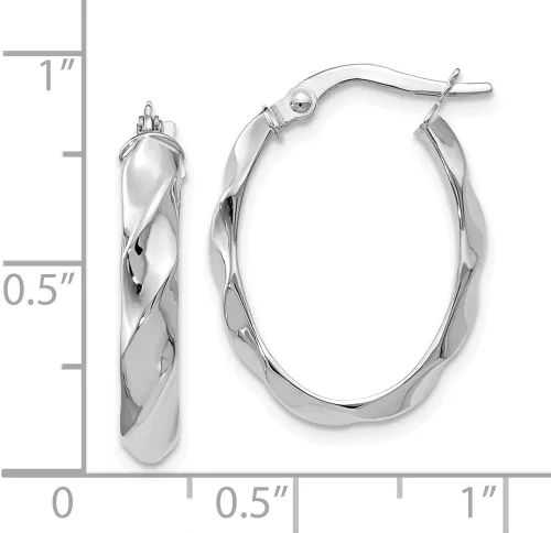 Vista 2 de The Black Bow Aretes de aro ovalados trenzados de 0.157 in en oro blanco de 14 k, 0.866 in (78 pulgadas), Metal, No es una piedra preciosa