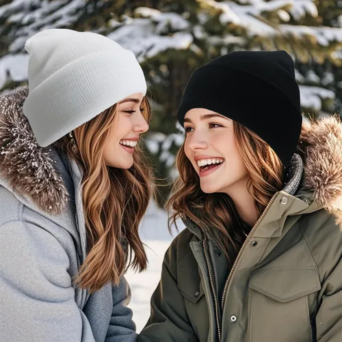 Vista 4 de NPQQUAN 2 PCS Satin Lined Beanie for Women Silk Lined Beanies Winter Warm Soft Lining Cuffed Knit Beanie Hats for Women